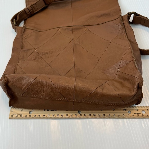 Lucky Brand Tan Crossbody Bag foldover magnet cognac piecetrain leather - Picture 12 of 15